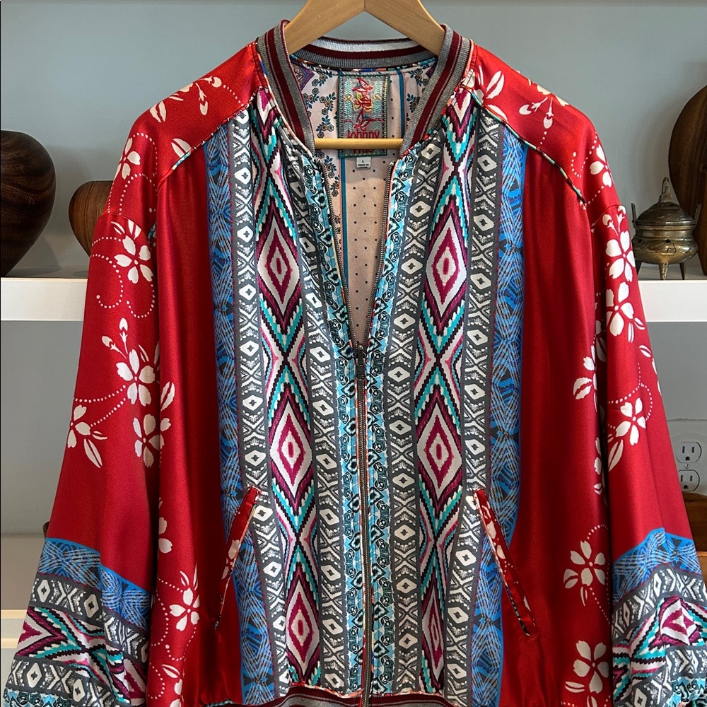 Johnny Was Floral and Stripe Patterned Jacket